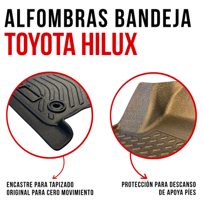 Juego alfombras bandeja Rígida Toyota Hilux +2016 Juego específico bandejas