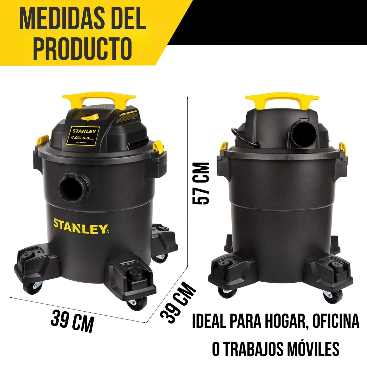 Aspiradora Industrial Profesional Stanley De Tacho Sin Bolsa POLVO Y AGUA