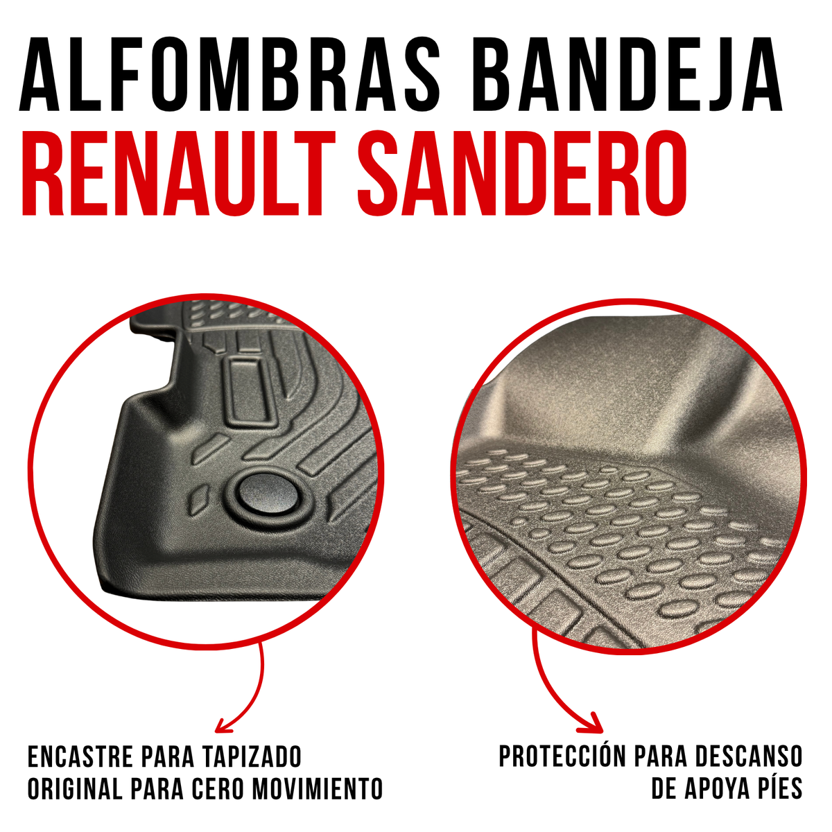 Alfombra Renault Sandero Bandeja Rígida 5D Bandeja de piso para auto
