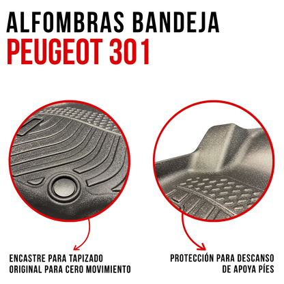 Juego Alfombra Auto Bandeja Rígida Peugeot 301 Set completo bandejas rígidas