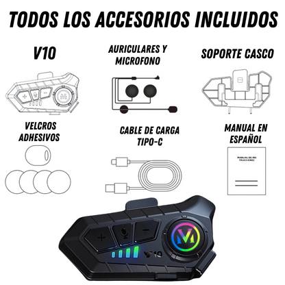 Intercomunicador Moto Casco Inalámbrico Bluetooth Llamadas