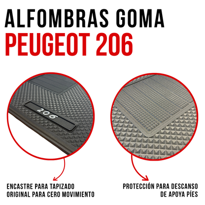Alfombra Auto Peugeot 206 Juego Específico En Goma Calidad