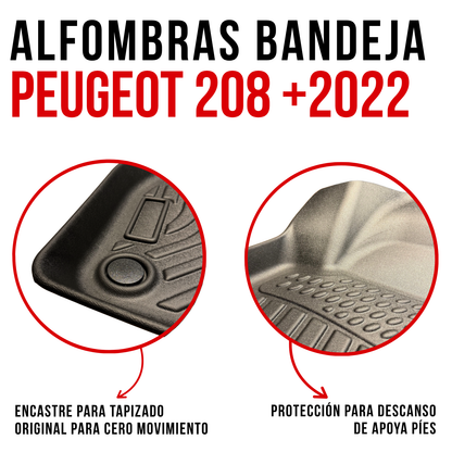 Alfombra PEUGEOT 208 Bandeja Rígida 5d Bandeja De Piso Auto Set alfombras TPE RÍGIDO