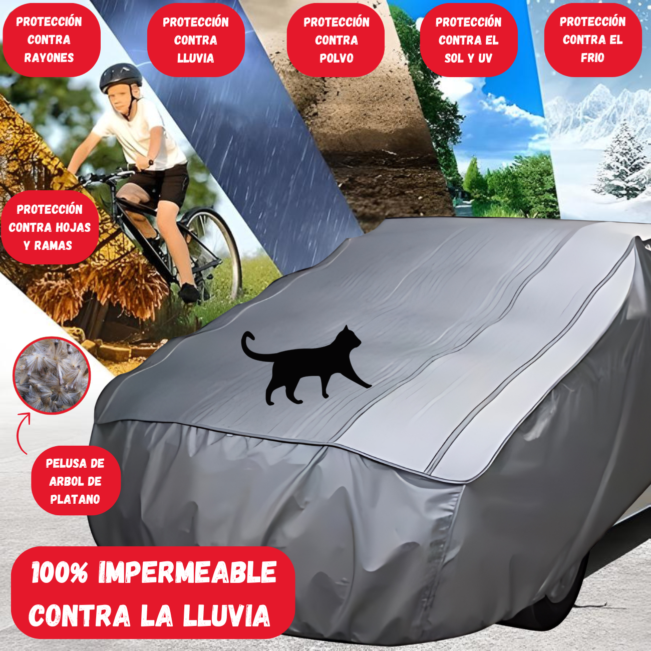 Funda Cubre Auto Antigranizo Lona Impermeable Cobertor Autos