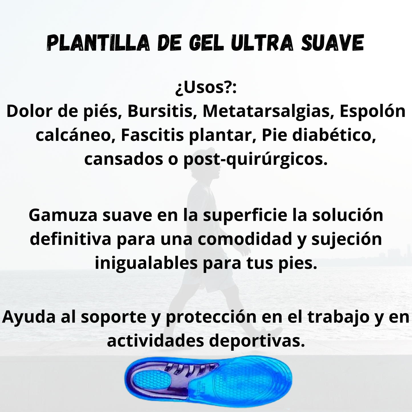 Plantilla De Silicona Con Gel, Ortopédica, Hipoalergénica