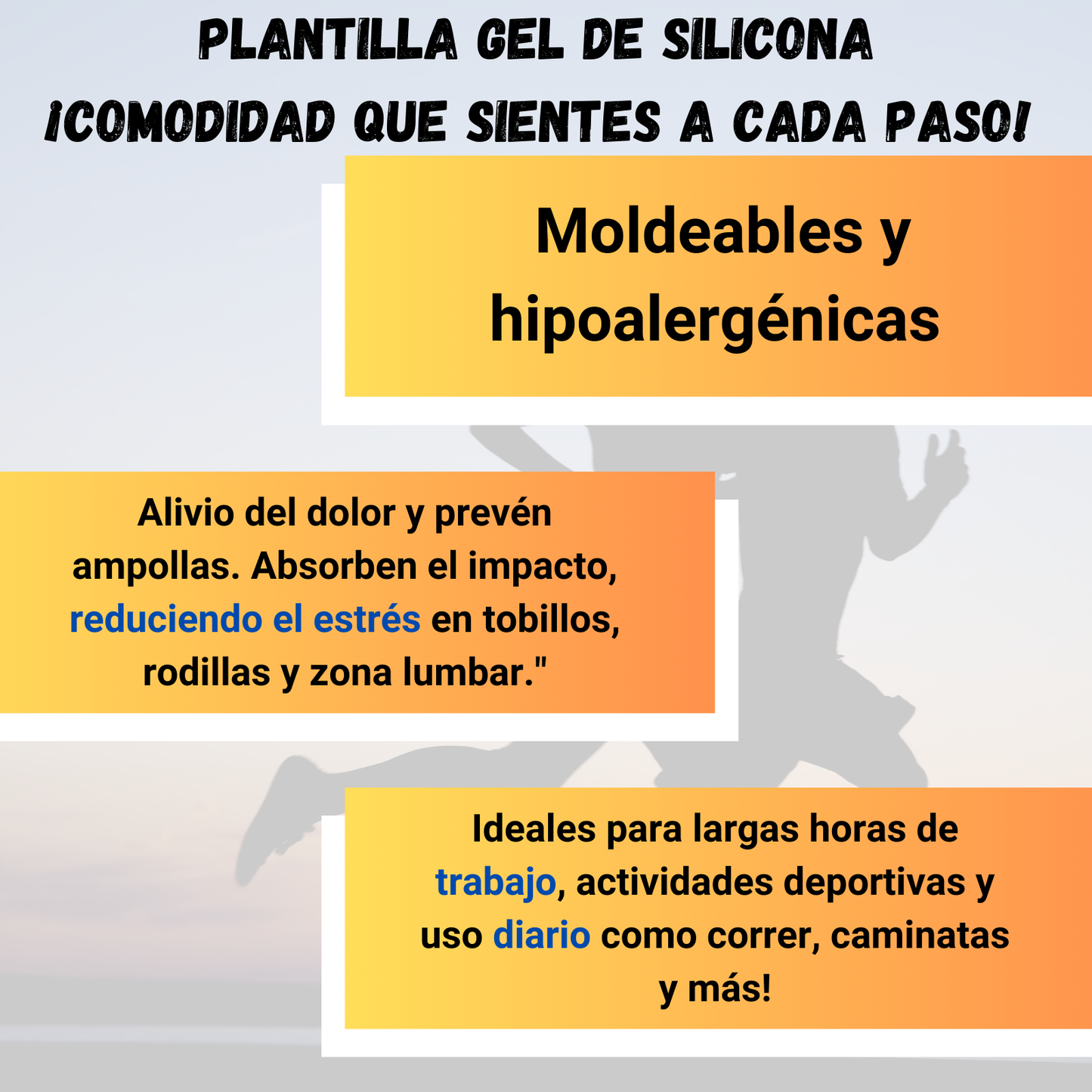 Plantilla De Silicona Con Gel, Ortopédica, Hipoalergénica