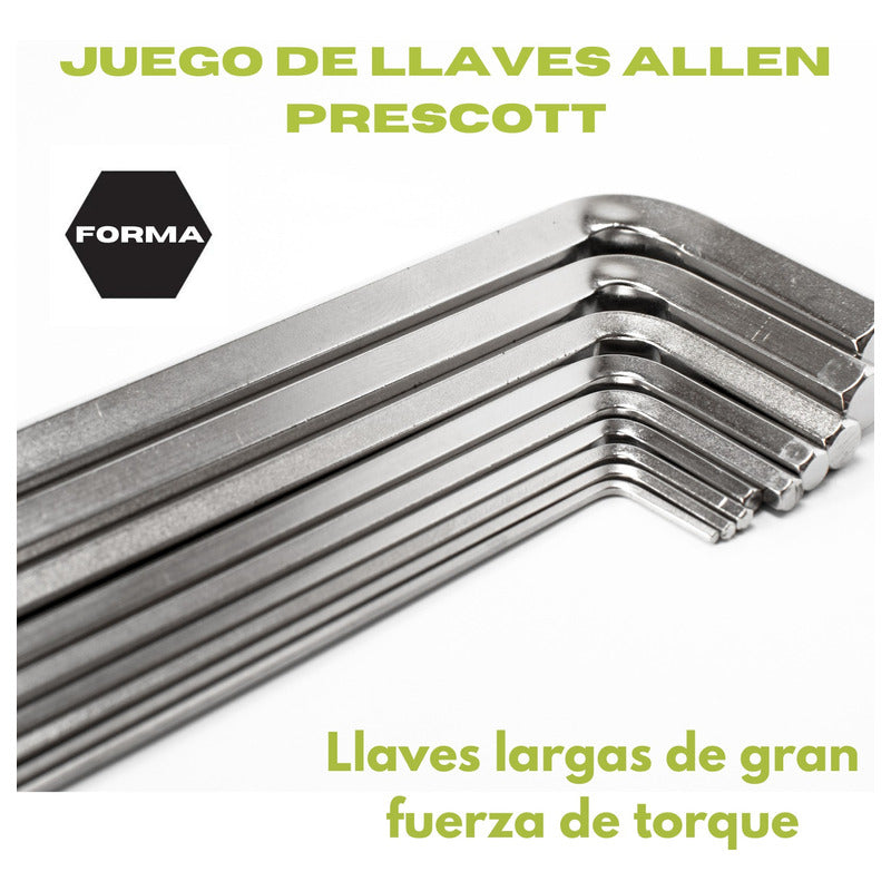 Juego De Llaves Allen Alen Milimétricas Hexagonales Largas