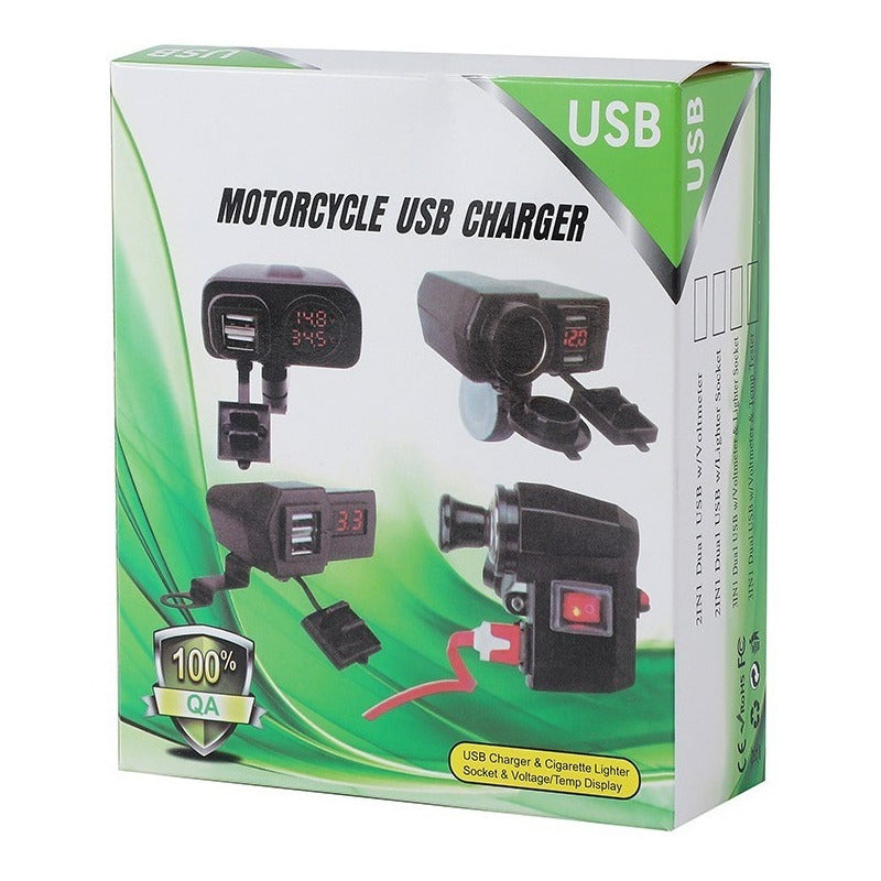 Cargador Toma De Motos 12 V Con 2 Usb Doble Carga