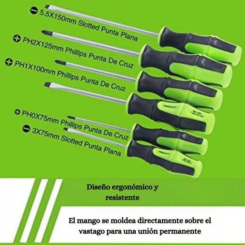 Destornilladores Prescott Pcs 6 Chrome Vanadium, Magnetizado