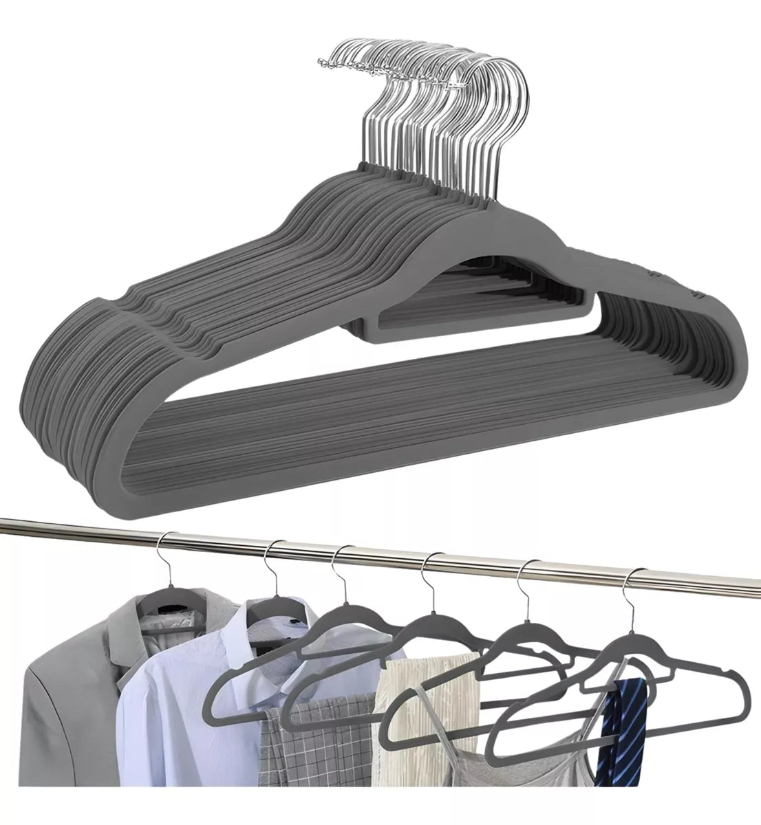Perchas Para Ropa De Terciopelo Antideslizante Pack De 10uni