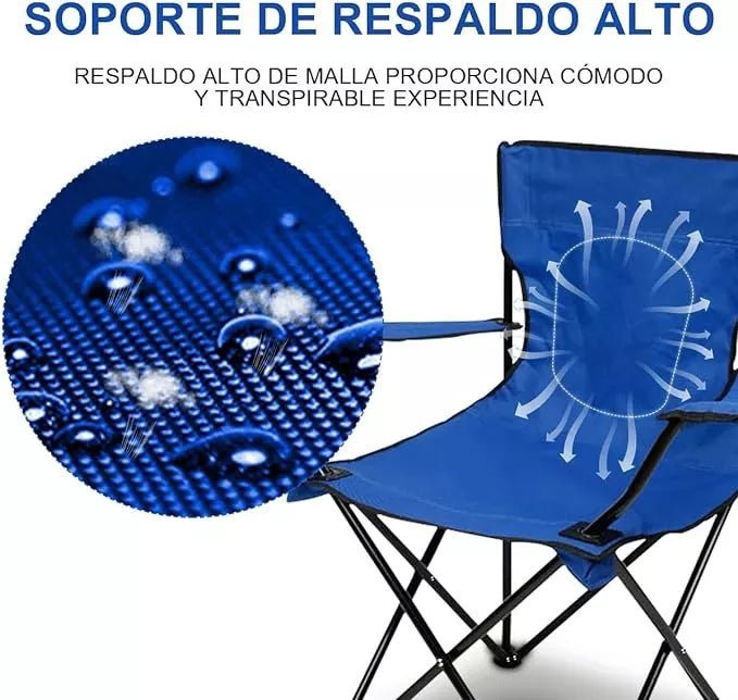 Silla Plegable Camping Playa Tela Reforzada Cómoda De Metal