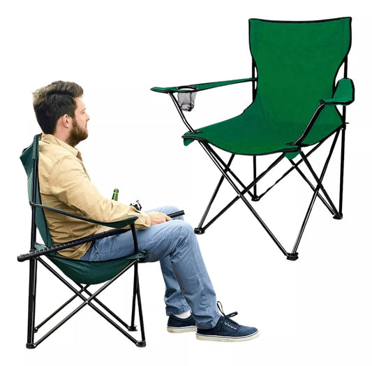 Silla Plegable Camping Playa Tela Reforzada Cómoda De Metal