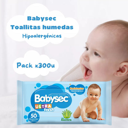 Toallitas Toalla Húmedas Babysec Para Bebe Suaves Pack 300un