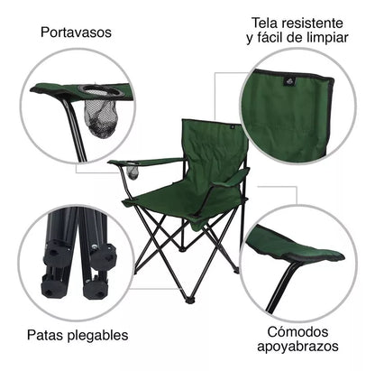 Silla Plegable Camping Playa Tela Reforzada Cómoda De Metal