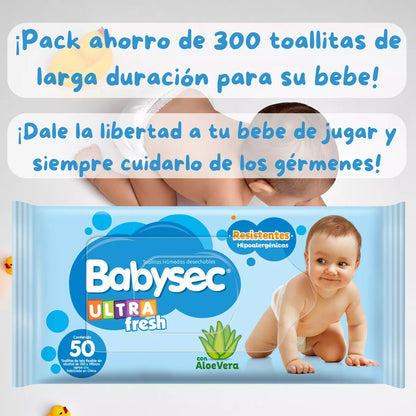 Toallitas Toalla Húmedas Babysec Para Bebe Suaves Pack 300un