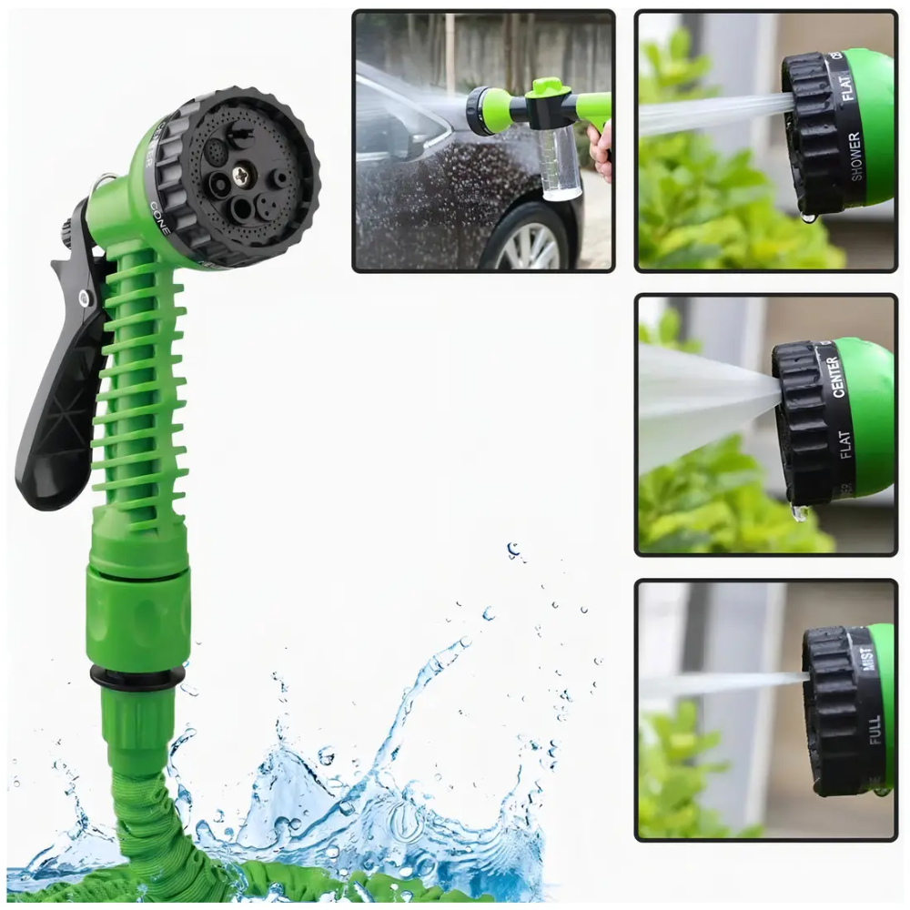 Manguera Extensible 30m Azul Para Riego Magic House Con Pistola